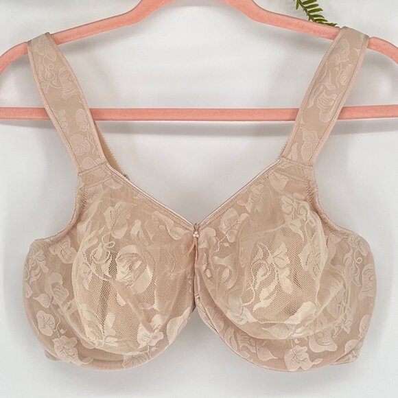 WACOAL 85567 SAND NUDE CALLA LILY JACQUARD AWARENESS UNDERWIRE BRA Size 42DD - Picture 2 of 11